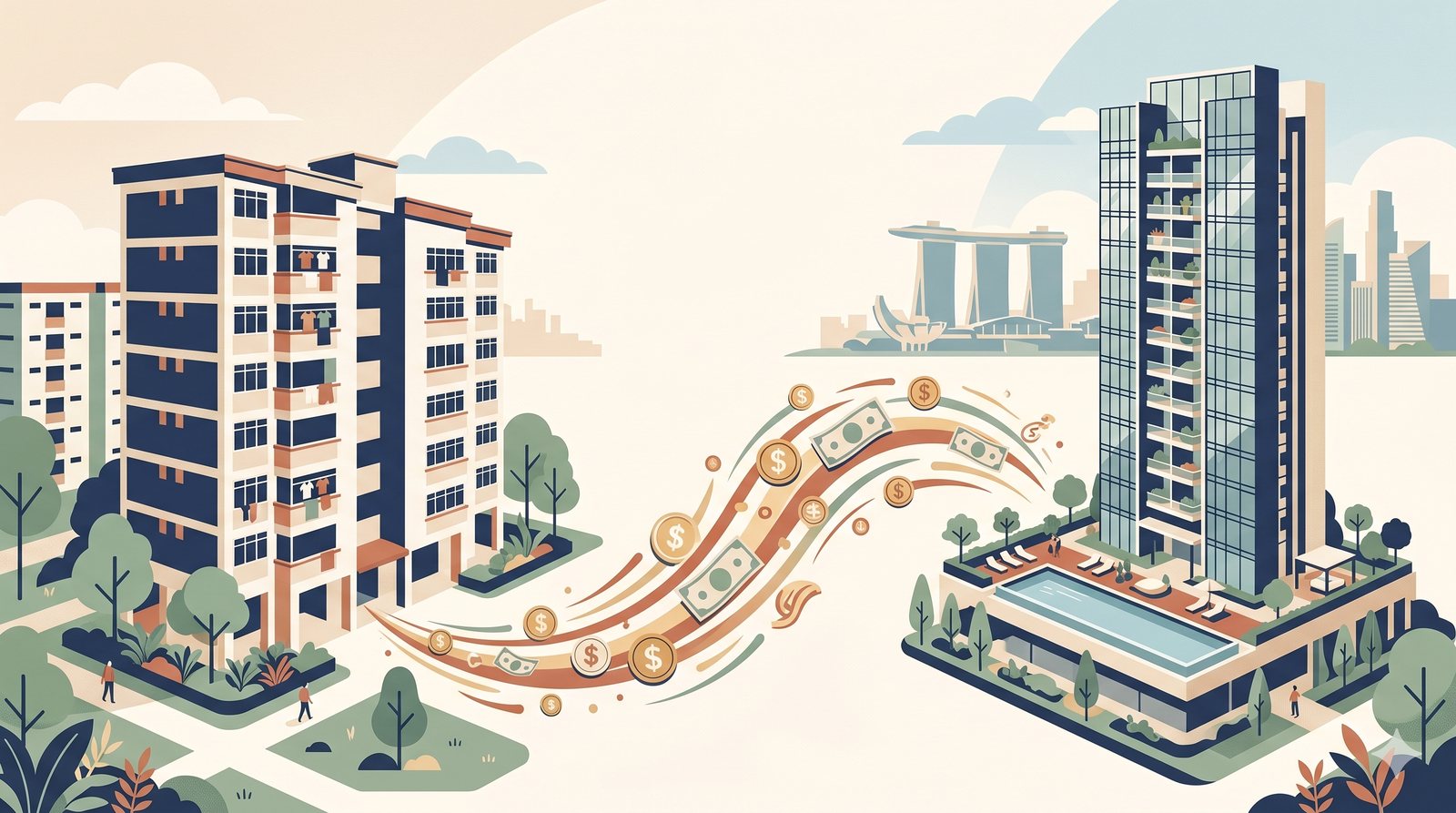 How much condo your HDB can buy — the real cash-out math